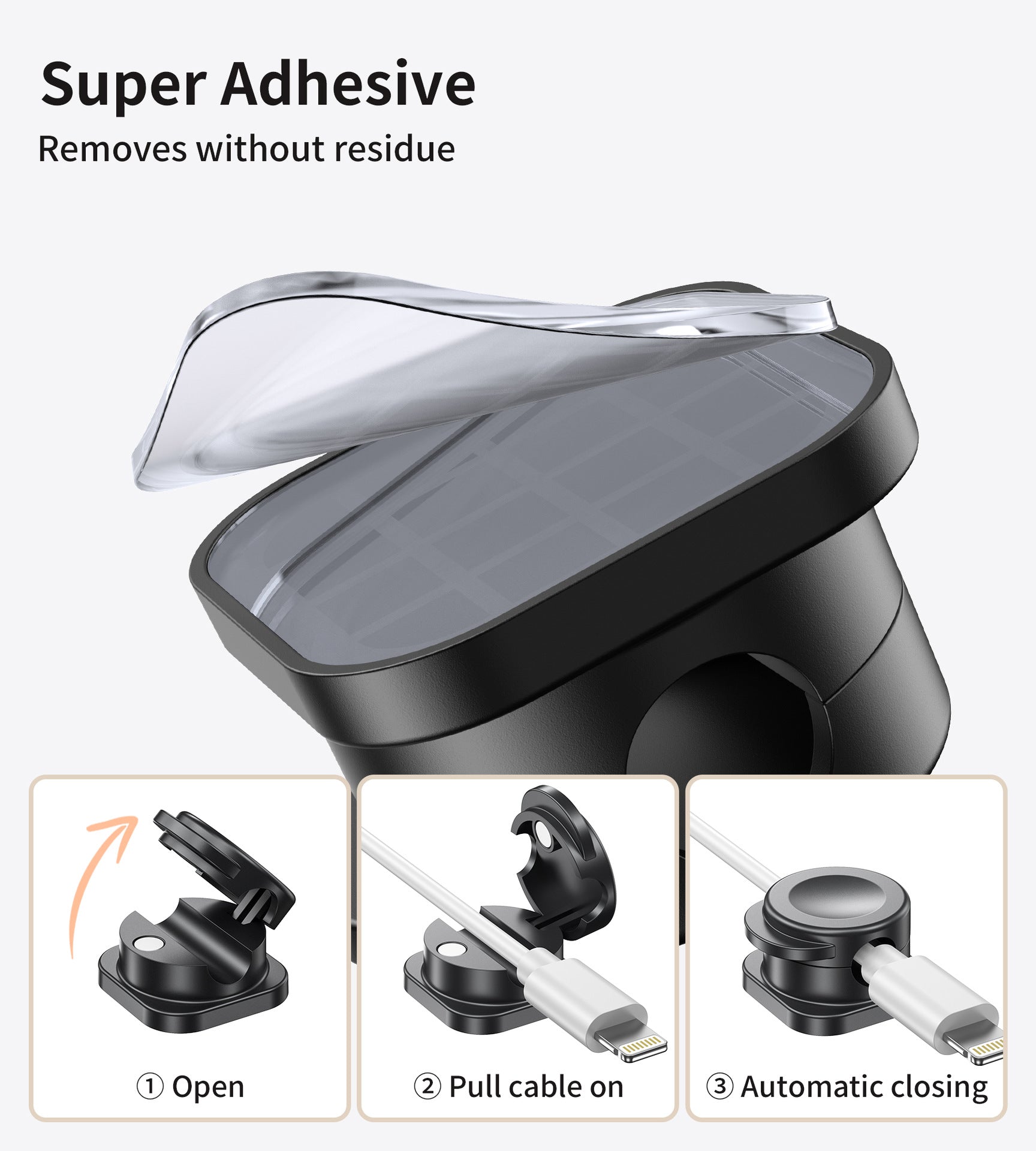 Strong Adhesive Acrylic Mount Clips (Black, 16-Pack)