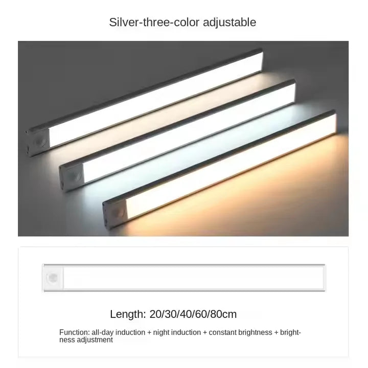 Ultra-Thin Rechargeable Motion Sensor LED Light Strip (30cm, Black)