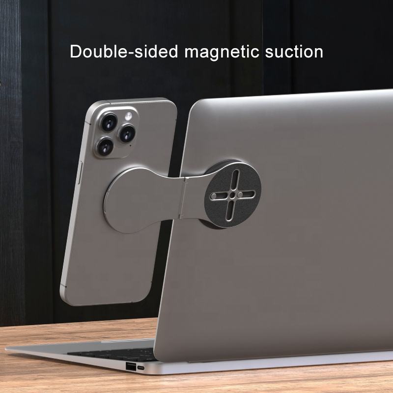 Detachable Aluminum Foldable Laptop Side Mount Magnetic Phone Holder