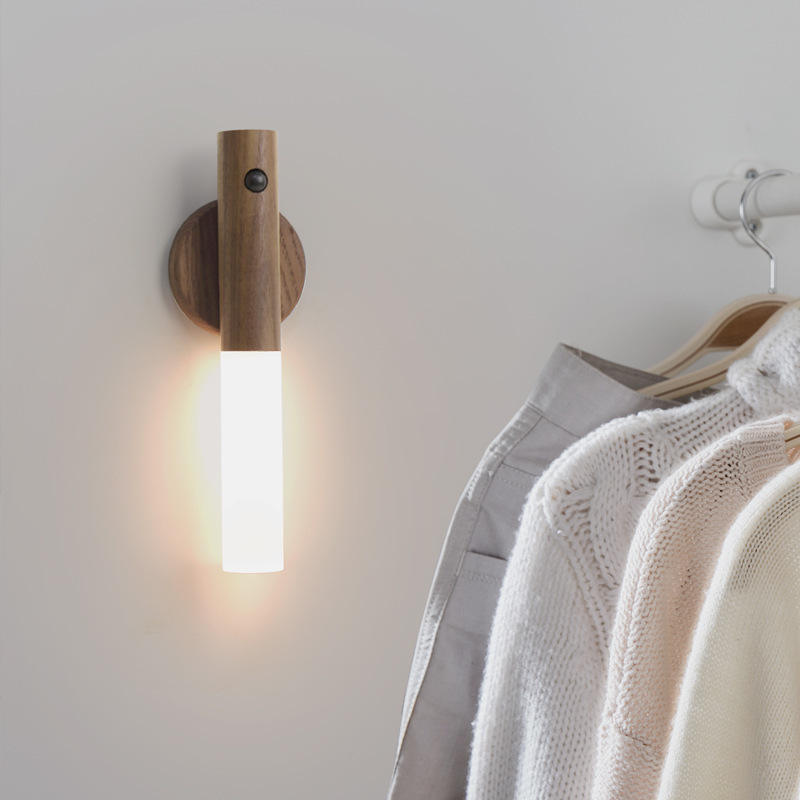 Portable Wireless Magnetic USB Rechargeable LED Smart Indoor Sensor Control Dimmable Wall Induction Lamps for Bedroom