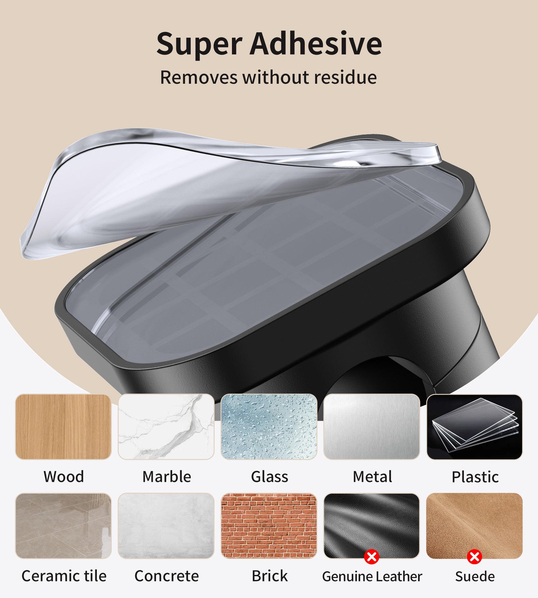 Strong Adhesive Acrylic Mount Clips (Black, 16-Pack)