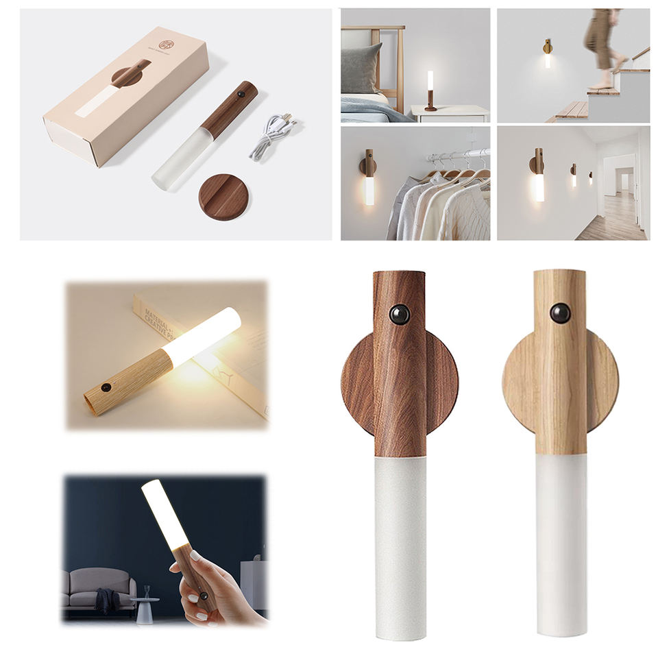 Portable Wireless Magnetic USB Rechargeable LED Smart Indoor Sensor Control Dimmable Wall Induction Lamps for Bedroom